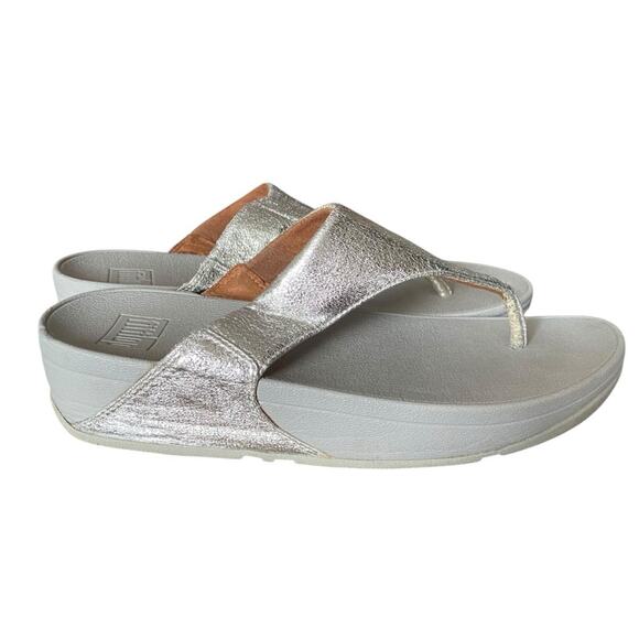 Fitflop Lulu Silver Metallic Gray Thong Sandals size 8 - Picture 5 of 10